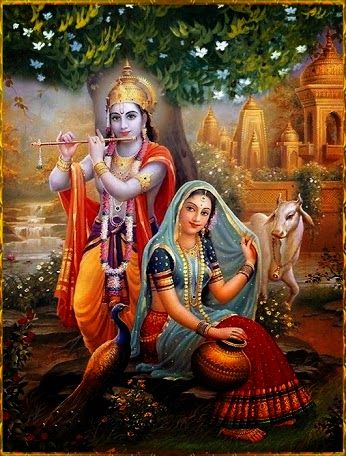 Divine Musician Lord Krishna with His Dearest Radha Romantic Photo Gallery for Mobile