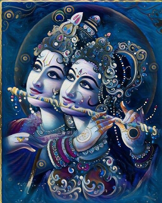 Radha and Krishna God Couple Romantic Pose Image Photo