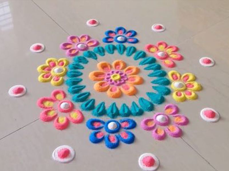 Color Kolam Rangoli Design Image Simple Art Idea