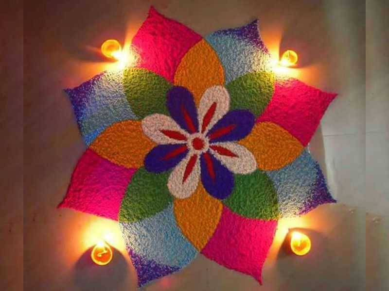 Very Easy Diwali Rangoli Color Image Kutty Pic